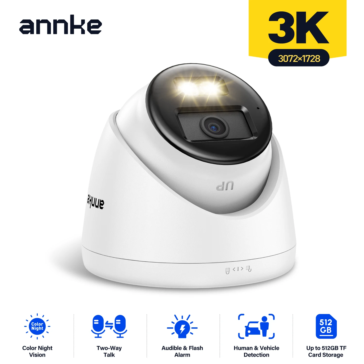 ANNKE 5MP IP Camera Outdoor Indoor POE Security Cameras Smart Home POE Surveillance Cameras TF Card Support With Audio in
