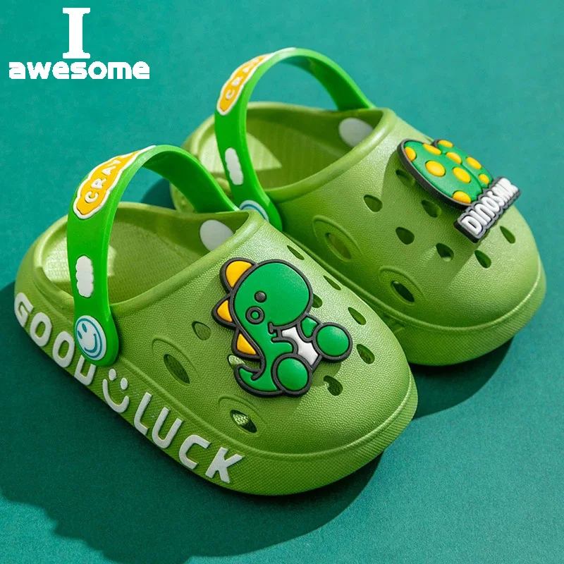 Cute Clogs for Children Kawaii Dinosaur Cartoon Cheap Sandals for Boy Girls Summer Child Slipper Todder Breathable Garden Shoes new embroidered kids backpack cute cartoon dinosaur girls boy backpack canvas kids schoold bags kindergarten children s backpack