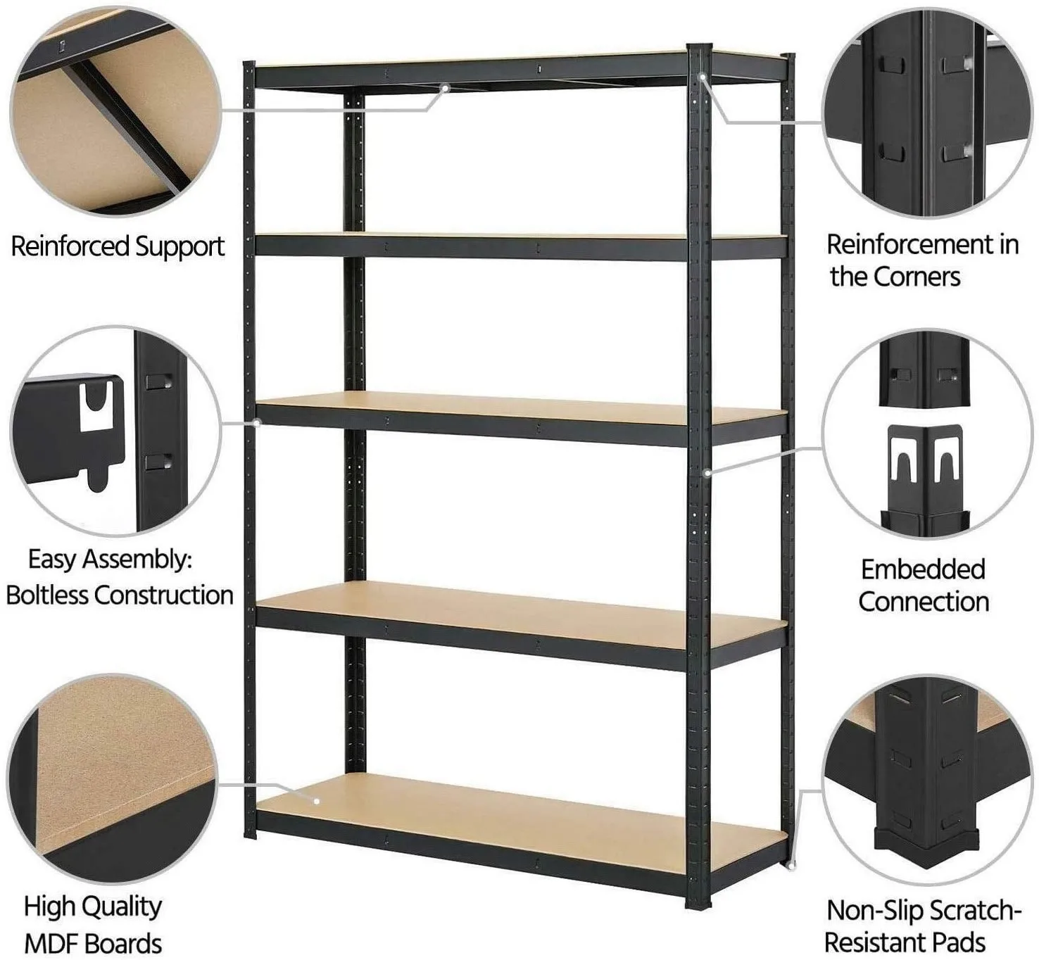 Storage Shelf Heavy Duty 5 Tier Metal Shelving Unit Boltless Easy to Assemble 2000LB Total Capacity 67 x 30 x 12 Inch