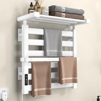 ราวแขวนผ้าเช็ดตัวอุ่นไฟฟ้าอัจฉริยะแบบใหม่ พร้อมแผ่นทำความร้อนคาร์บอนไฟเบอร์ สำหรับติดผนังในห้องน้ำ ประหยัดพลังงาน 2