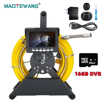16GB DVR 레코더가 장착된 파이프 검사 카메라 배관 스네이크 카메라 방수 IP68,100ft/30M 산업용 파이프 라인 배수 하수 내시경(4.3인치 컬러 모니터 포함)
