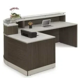 Commercial Furniture Front Table Luxury Pink White Gold Reception Desk Office Building Application Reception Desk