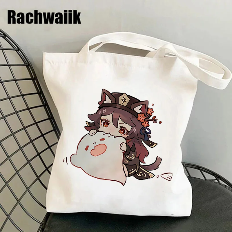 Genshin Impact Shopping Bag Graphic Tote Harajuku Shopper Bag Women Canvas Shoulder Bag Female Ulzzang Funny Eco Large-capacity