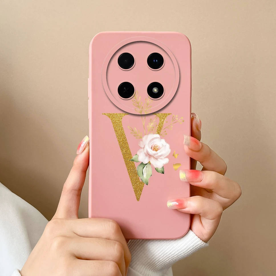 Elegant Floral Letter Design Soft Silicone Protective Phone Case Cover
