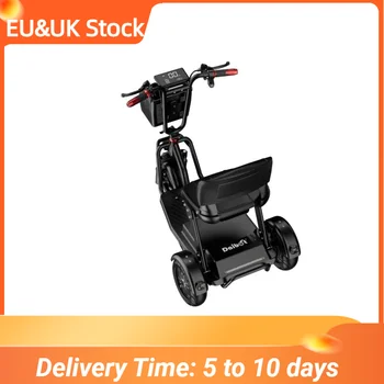 Scooter Elettrico a Tre Ruote con Sedile Pieghevole, Triciclo Elettrico Compatto da 500W con Asta di Traino per Viaggi