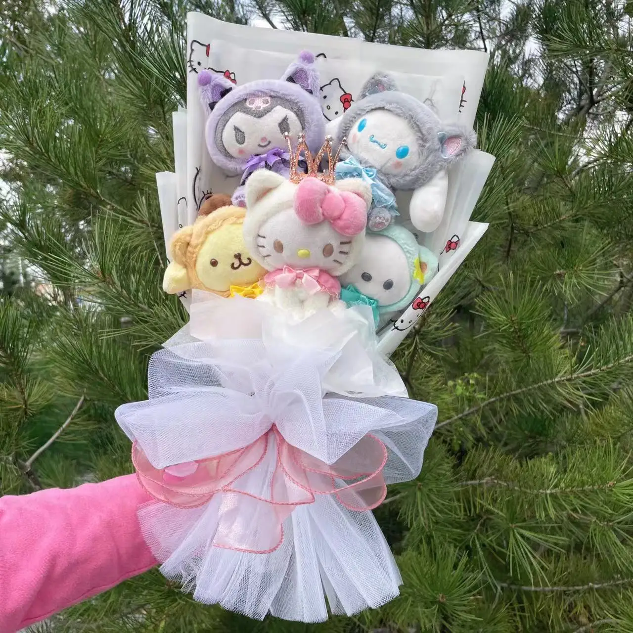 Cartoon My Melody Kuromi Cinnamoroll Kt Cat Plush Doll Toy Sanrio Bouquet Gift Box Valentine's Day Christmas Graduation Gifts 4