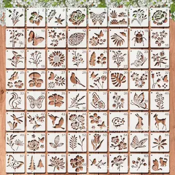 64PCS Reusable Painting Stencils 1