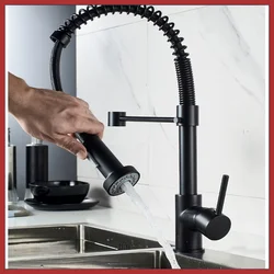 Kitchen Mixer Tap Mounted Flexible Pull Out Mixer Tap Hot Cold Kitchen Faucet Spring Style with Spray Mixers Tap кран для кухни