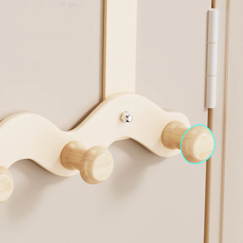 Wave Shape Hook Behind The Door No Punching Required Iron Raw Wood Hanging Clothes Hook Bedroom Wall Storage Clothes Hanger