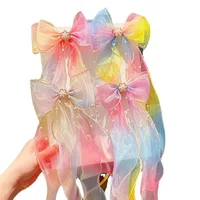 ربطات شعر للأطفال، أقواس قوس قزح للفتيات، مشابك شعر مضفرة، أغطية رأس، ذيل حصان الأميرة، أشرطة، دبابيس شعر 5