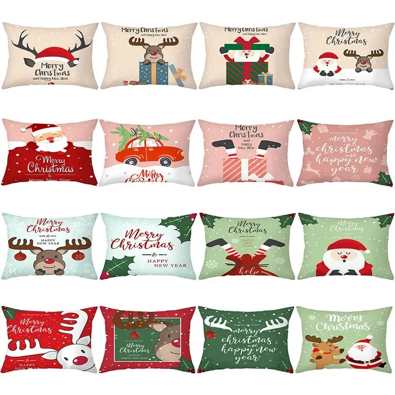 

Christmas Letter Pillow Cover Winter HolidayPillowcase Elk Print Rectangle Cushion Cover Home Sofa Decor 45x45cm Cojines DF1831