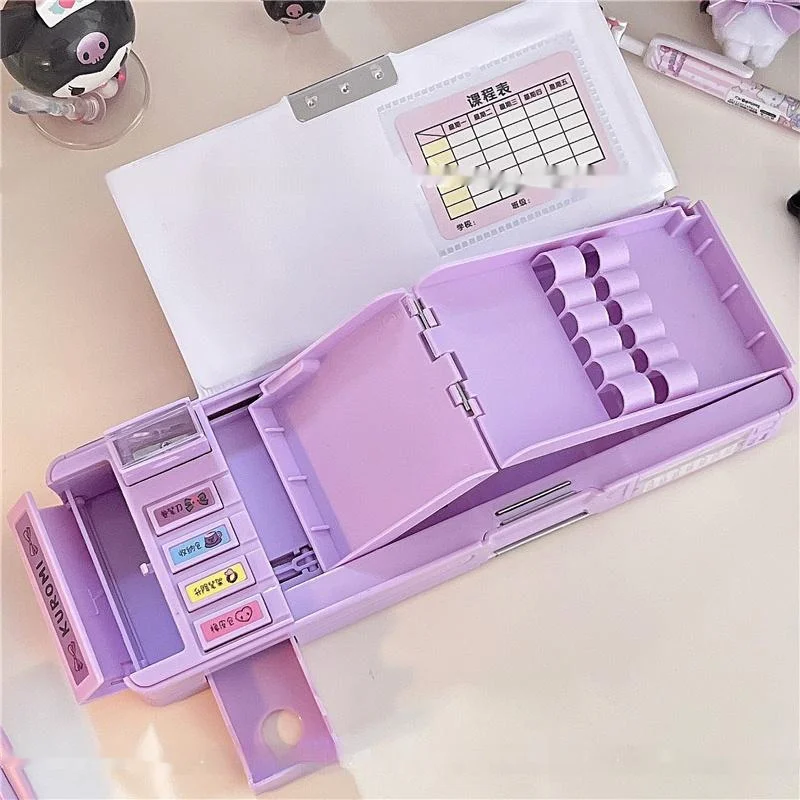  Kuromi 중등 학교 학생 다기능 연필 상자 편지지 상자 어린이 수제 연필 상자 두 가지 옵션