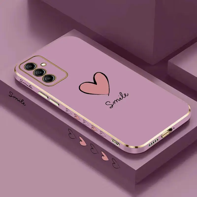 Big Pink Heart Luxury Plating Phone Case Cover