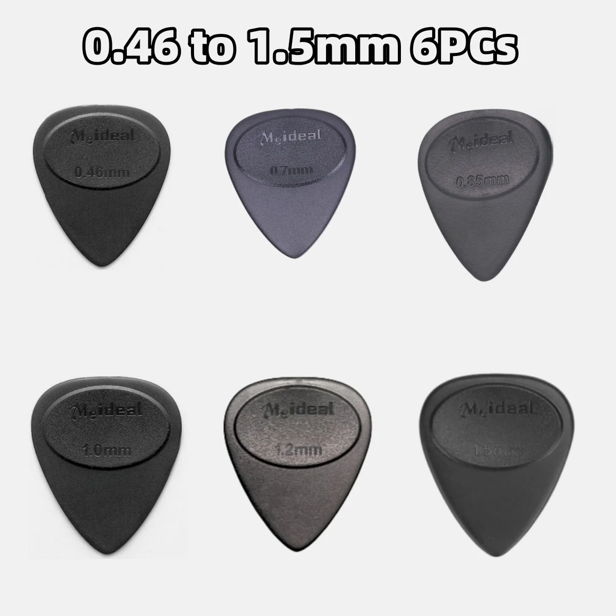 Meideal Gitarrenplektrum, rutschfest, matt, langlebiges ABS-Plektrum, 0,46 bis 1,5 mm Dicke, für E-Gitarre, Bass, Ukulele, Playin – Detail 13