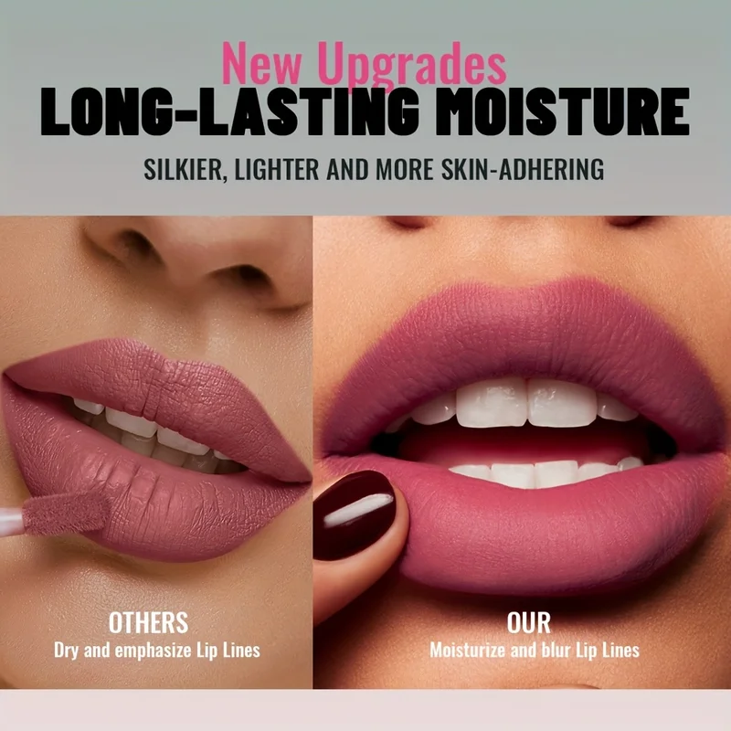 1pc Matte Velvet Lip Gloss, Highly Saturated Liquid Lip