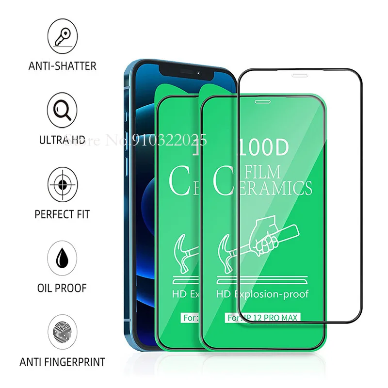 50Pcs100DSoftCeramicTemperedGlassForiPhone141211ProXSMAXX