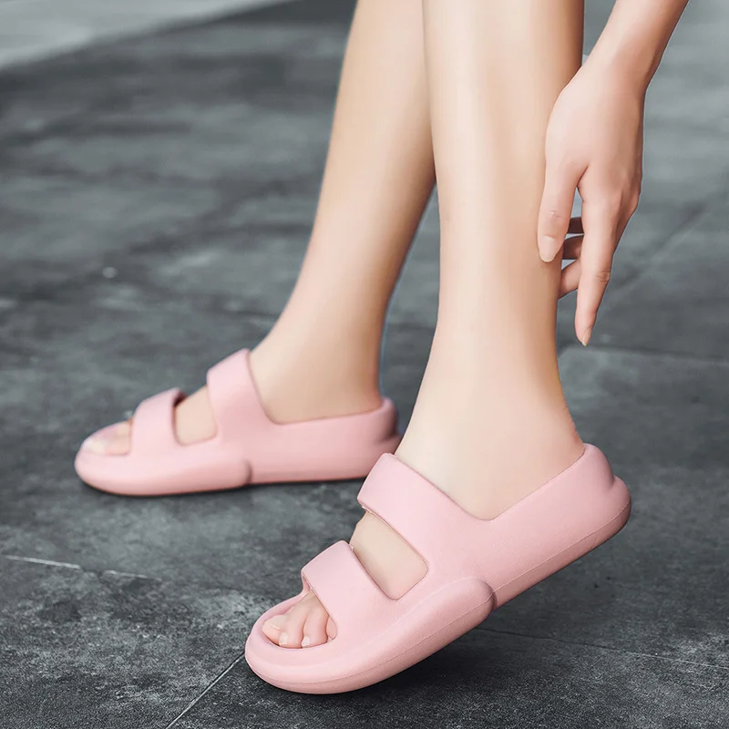 Damtofflor med tjock sula Supermjuka halkfria mjuka skumsliders Slip Comfy tofflor för inomhus utomhus_voghion.com