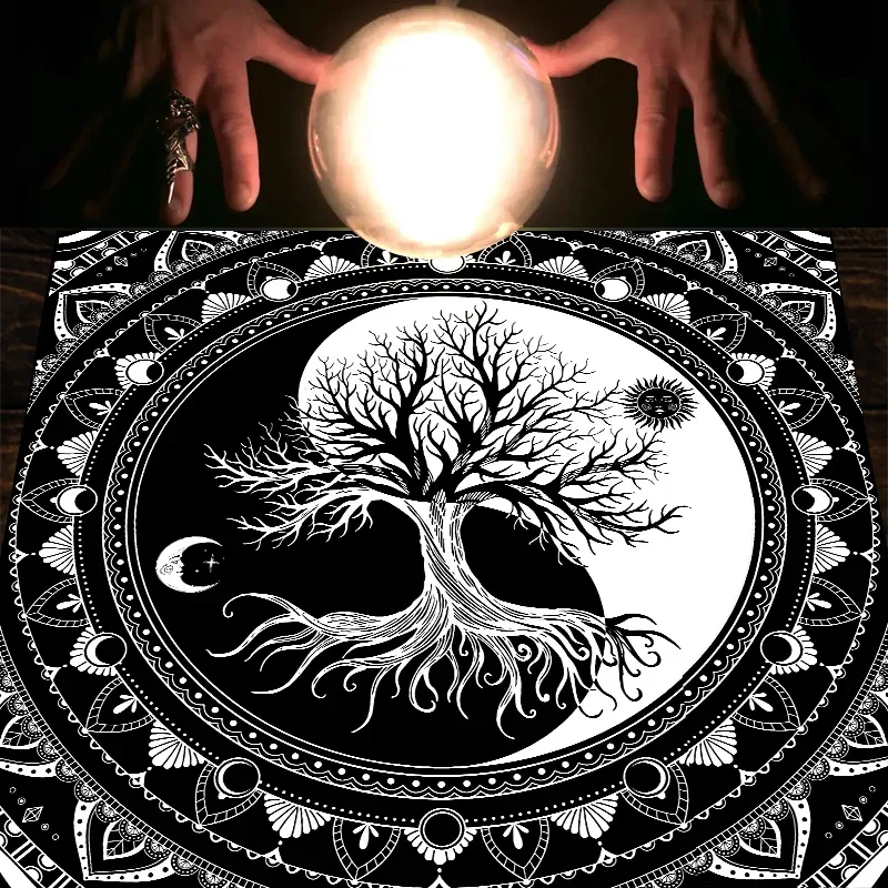 Description Picture 5 of itemlife Tree Tarot Table Altar Cloth sun moon Board Game Mat Square Pendulum Divination Altar Tablecloth Board Game Card Pad Decor