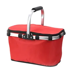Portable Foldable Insulated Picnic Basket with Ice Pack and Lunch Box (Red)