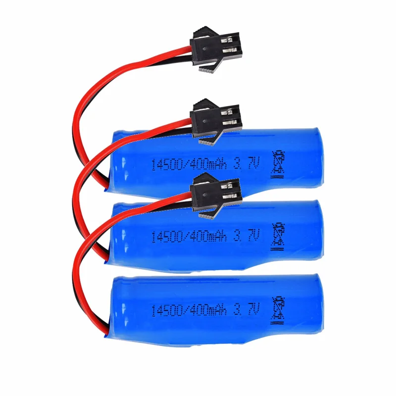3pcs 14500 model 3 7v 400mah battery sm 2p plug battery spare part for