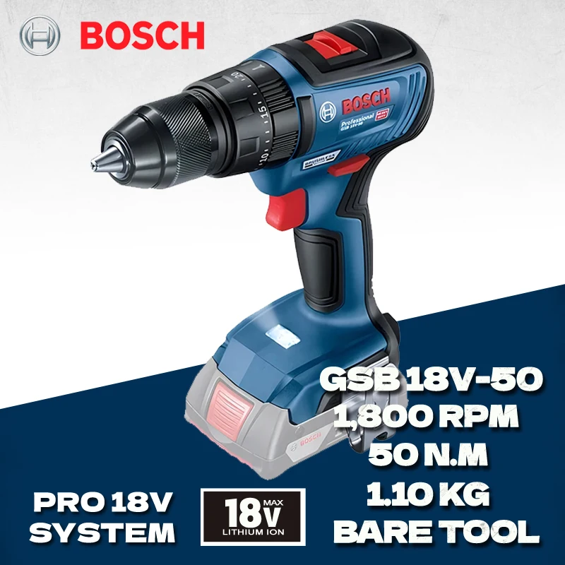 Шуруповерт BOSCH GSB Аккумуляторный ударный, 18 В, 50 нм