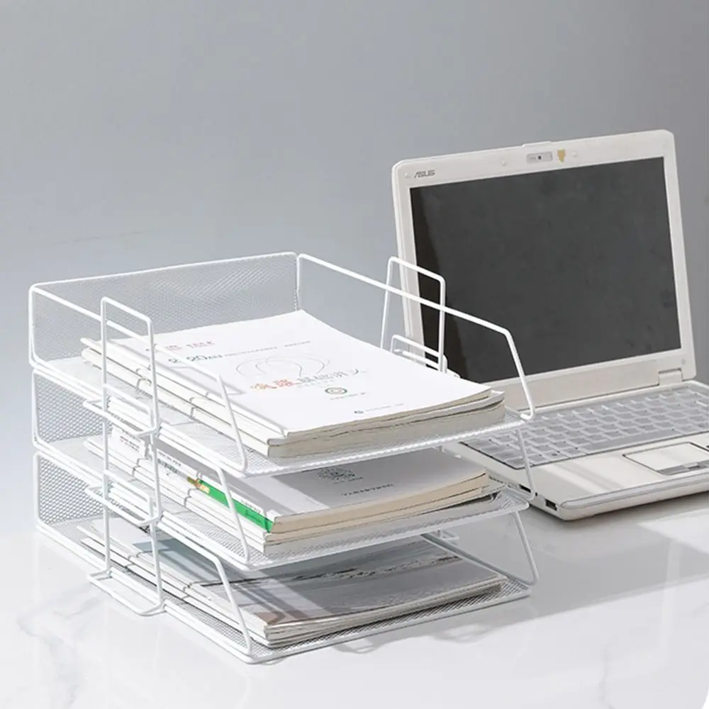 File Organizer Stackable File Rack Minimalism Papers Rack A4 File Storage Tray Iron Desktop Organizer Home Office Supply stationery holder plastic box ins desktop storage organizer folding stackable storage box with handle home desk accessories