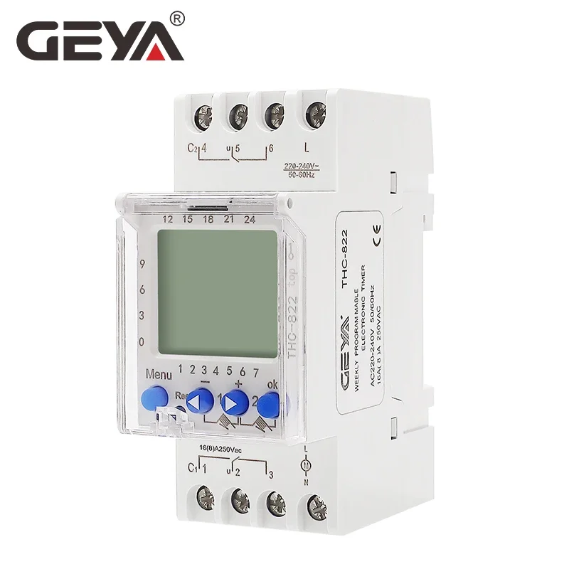 GEYA THC-822 Conversational Programmable Timer 2Channel Changeover Contacts Digital Timer Switch with Battery 16A 220V 110V 3