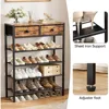 5 Tier Shoe Rack for Entryway, Shoes Storage Organizer with 2 Drawers, for 16-20 Pairs with Wooden Top for Closet, Shoe Cabinets 6