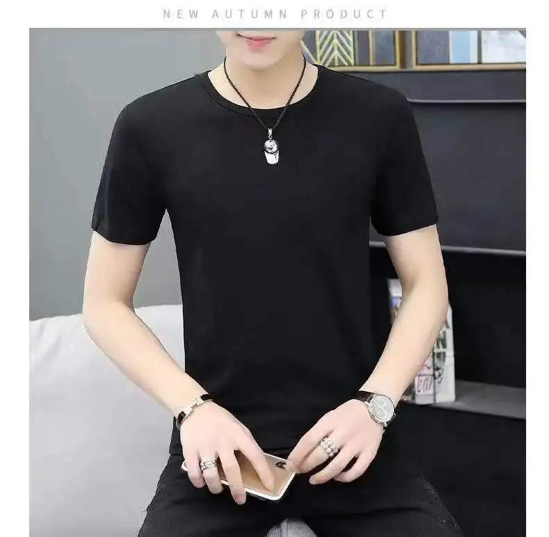 Ice Silk Men's Short Sleeve T-shirt Solid Summer Thin Quick Drying Elastic Modal Cotton Ice Feel Top Half Sleeve short sleeve t shirt