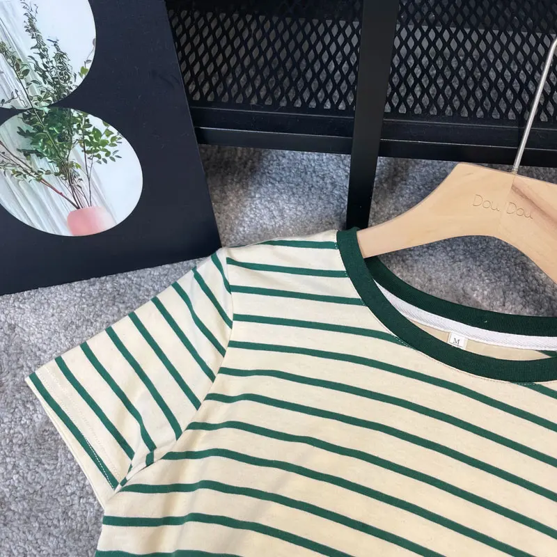 Maternity Nursing Tops Breastfeeding Top Striped Cotton T Shirt for Pregnant Women Summer Tees Short Sleeve Pregnancy T-shirt 5