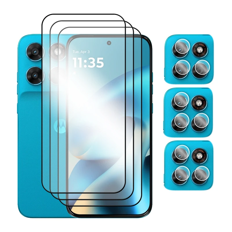 6-in-1 Tempered Glass Full Cover Screen Protector with Lens Film