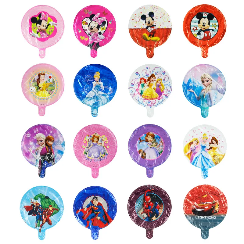 Globos de superhéroe de Disney, 50 piezas, 10 pulgadas, Spiderman, Mickey, Minnie, decoración de fiesta de cumpleaños de princesa, globos de Los Vengadores para niños