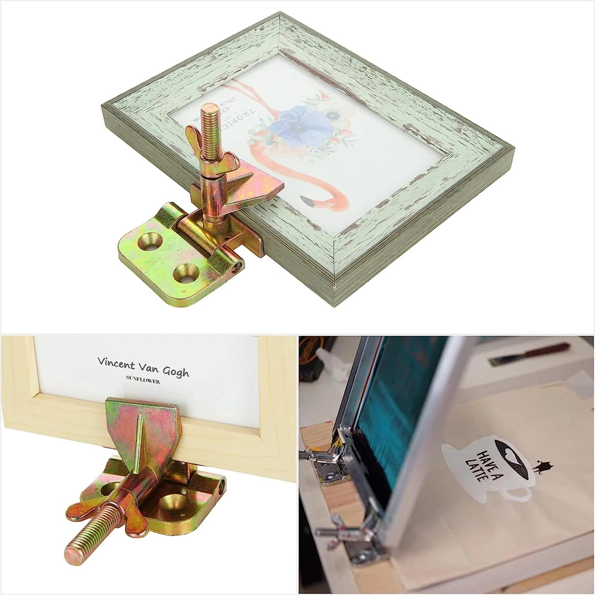 Clip A Farfalla Per Serigrafia - 2 Pezzi In Metallo Per Telaio Stampa - Foto 6