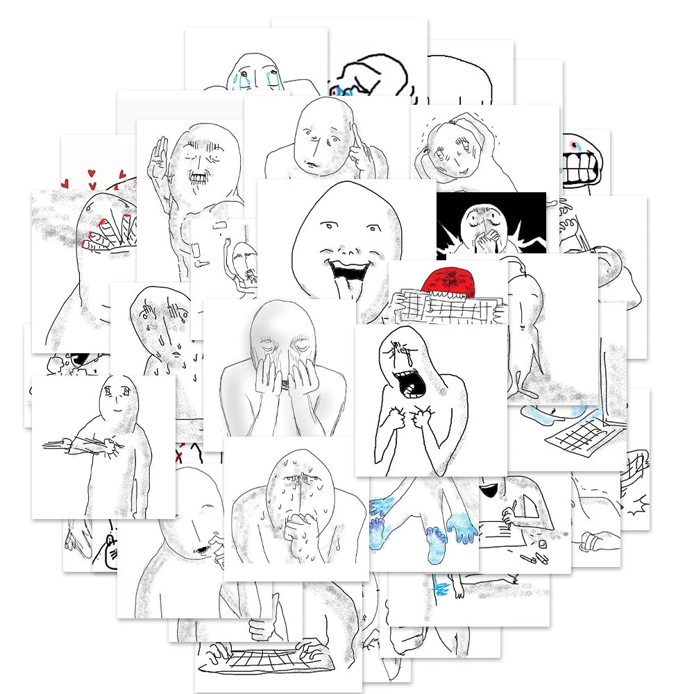 

10/30/62pcs Emotional Breakdown Expression Stickers Funny Graffiti Decals Toys DIY Phone Case Skateboard Laptop Cartoon Sticker