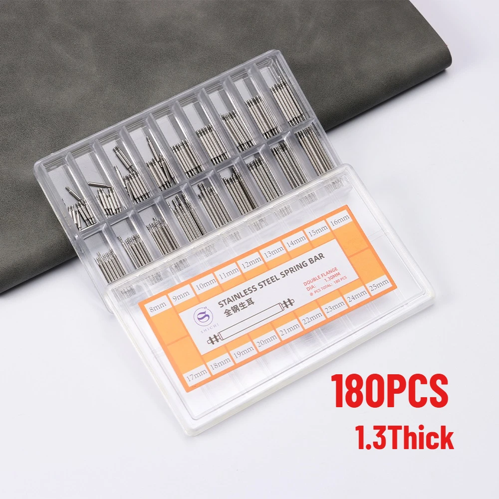 Premium Stainless Steel Spring Bars Assortment for Watchband Repair (180 Pieces)