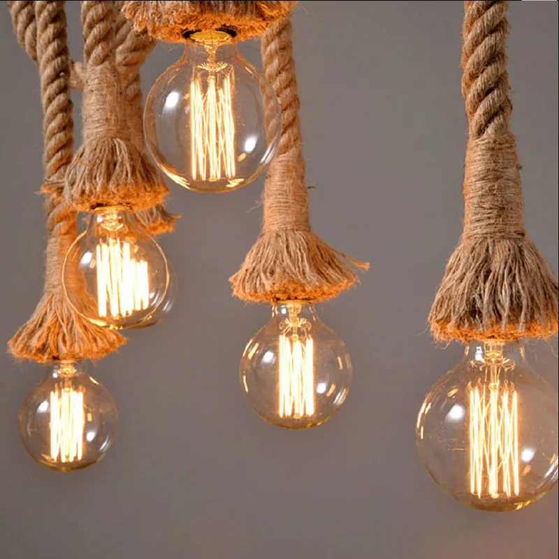 

Hemp Rope Lights Vintage Countryside Pendant Lamp Living Room Kitchen Hanging Lamp Lighting Home Decor Pendant Light Fixtures