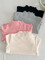MiniAinis Autumn Winter New Baby Half High Collar Solid Color With Long Sleeved T-shirt Underneath Girls Cotton Underlay Top 3