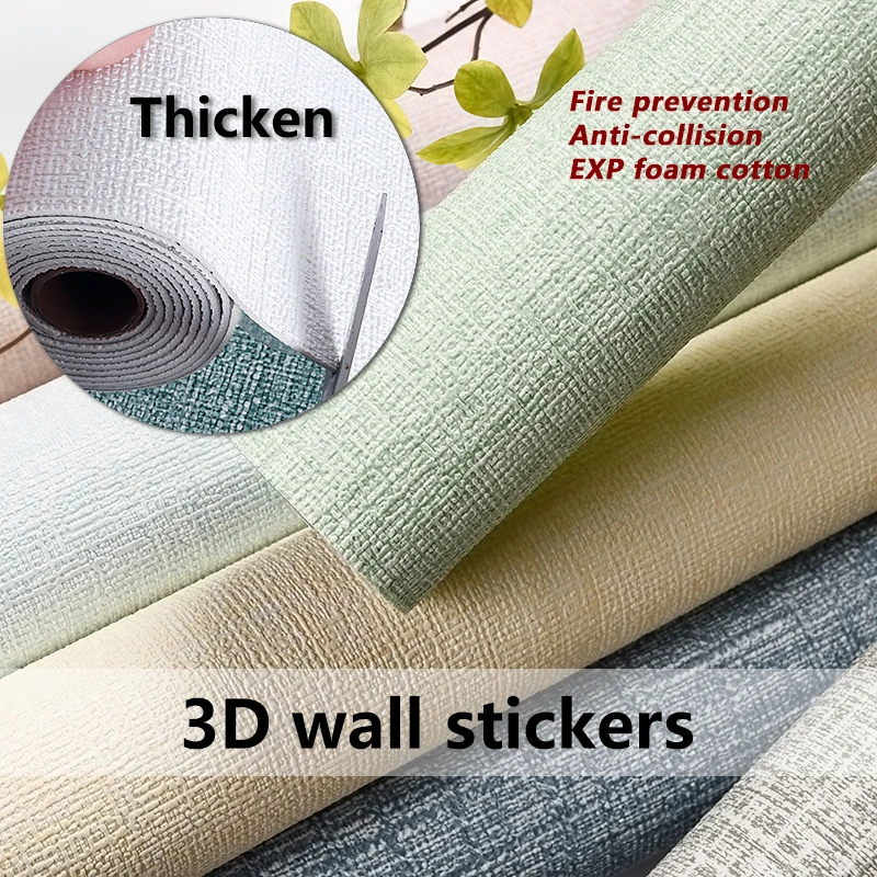 Seamless Thicken 3D Wall Stickers Plain Waterproof Self-Adhesive Wallpaper Panel Home Decoration Wallpapers for living room