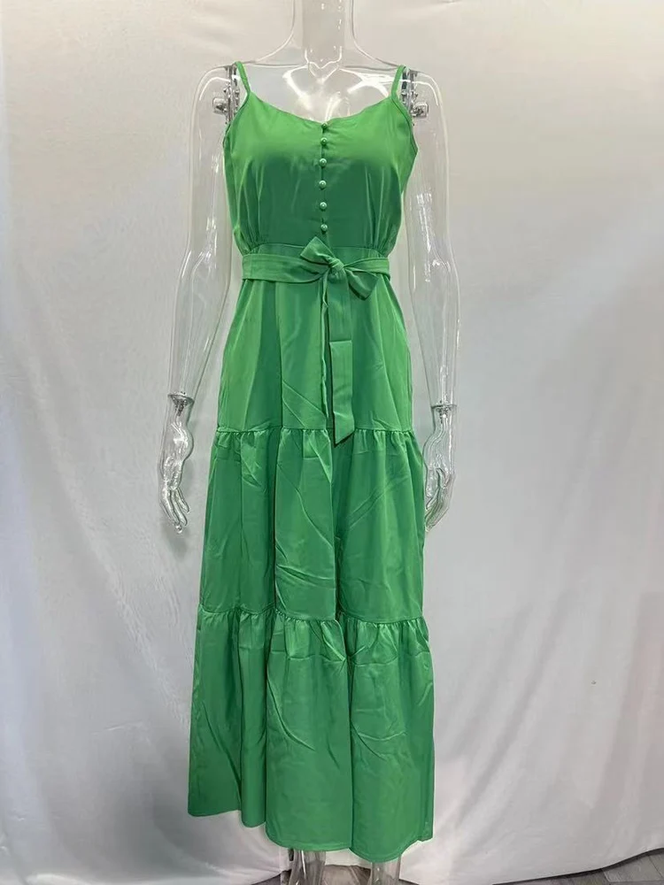 Elegant Lace Up Summer Dress for Women