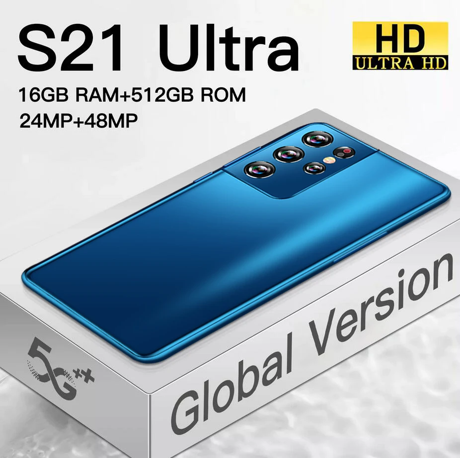 Original S21 Ultra 6.1inch Smartphones 5G MT6889 11-Core Cellphones 16GB+512GB 5000mAh 24MP+48MP Dual SIM Android Mobile Phone |