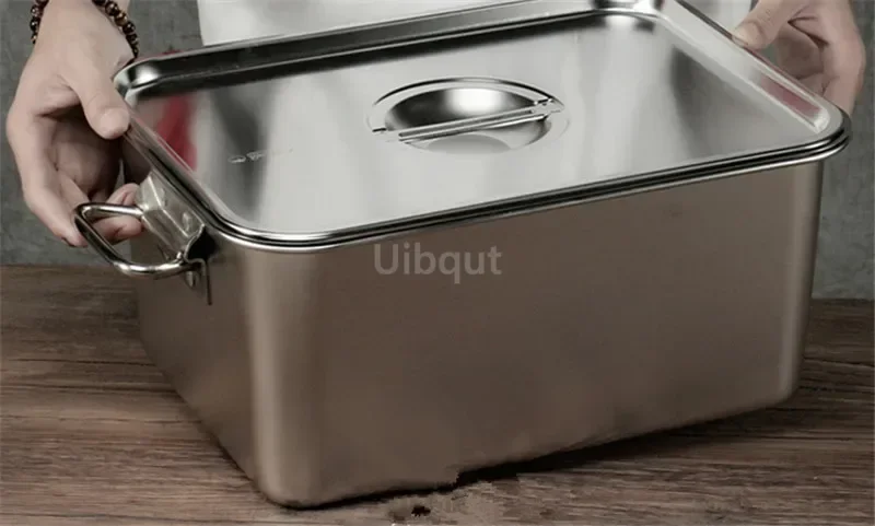 304 stainless steel plate metal  tray with handle square plate baking dish deep barbecue bbq Storage food trays serving basin 3