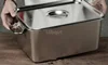 304 stainless steel plate metal  tray with handle square plate baking dish deep barbecue bbq Storage food trays serving basin 3