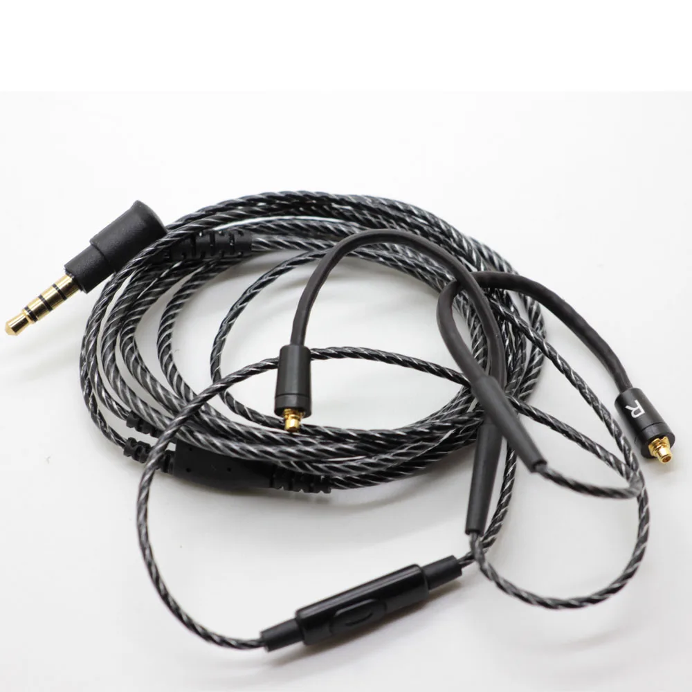 MMCX SE215 Cable with MIC Single Crystal Copper Wire Detachable Cords for Shure SE215 SE315 SE425 SE846 Earphone Cable