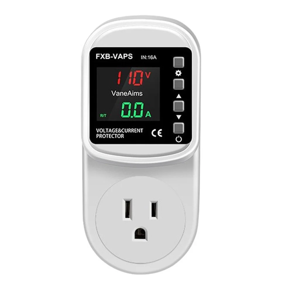 16A Adjustable Over Under Voltage Protector For 110V Appliances, Auto Power Cutoff & Safe Restoration Relay