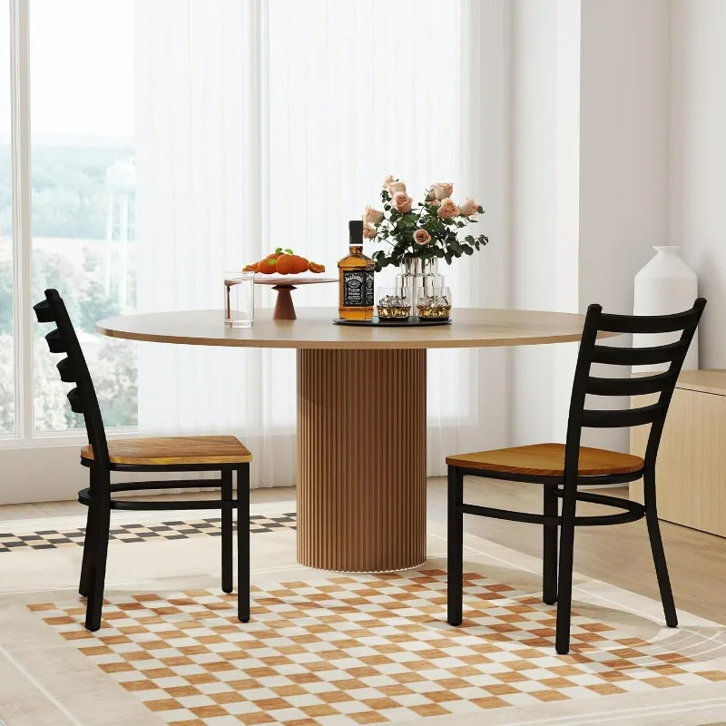 Heavy Duty Metal Dining Chair Set of 2, Commercial Stackable Chair with Wood Seat, 400 LBS Capacity for Restaurant, Dining Room 2