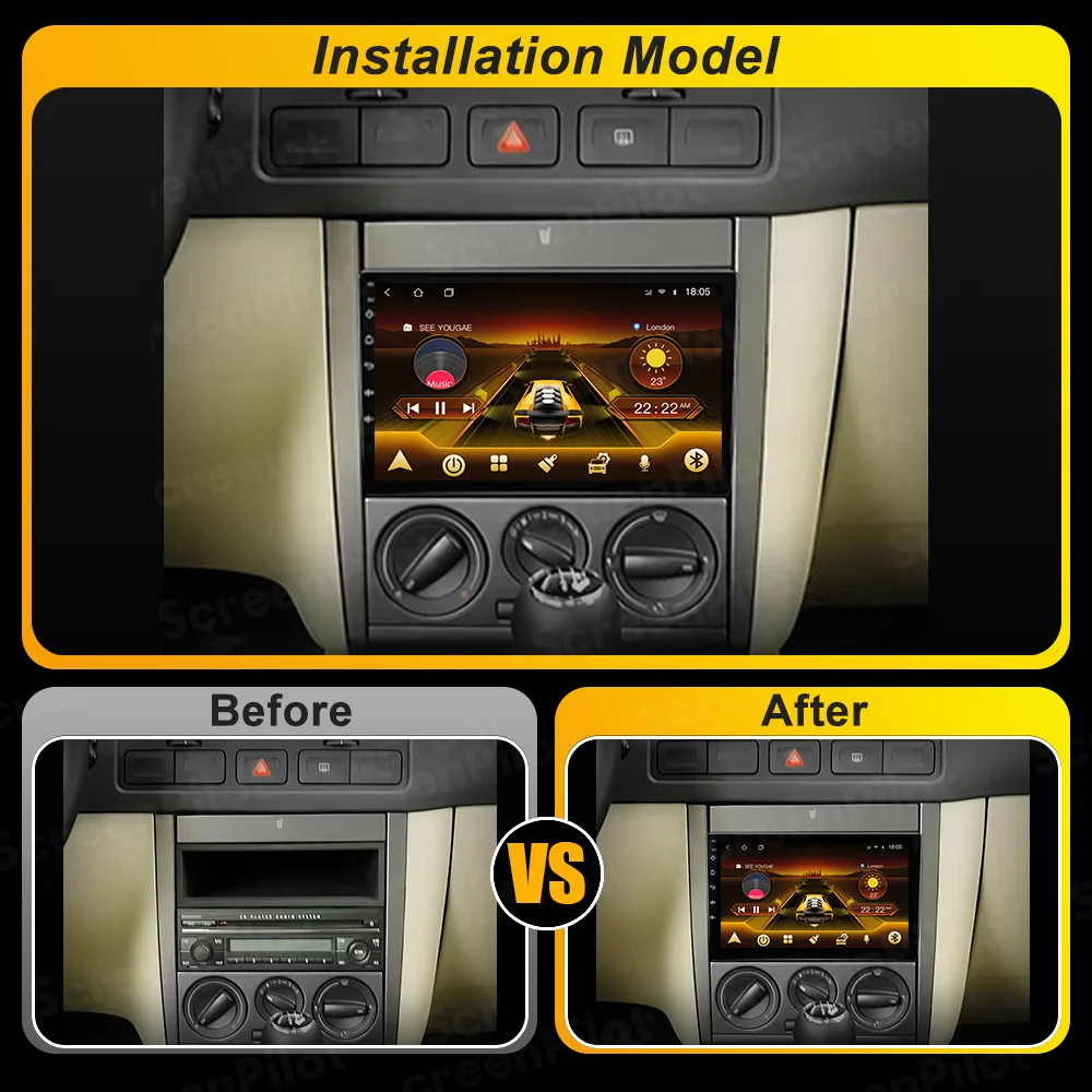 Radio Multimedia con Pantalla Táctil Android 16 para Volkswagen VW Golf 4 IV 2002-2008, Jetta MK4 Classics, Reproductor de Video, Carplay 5
