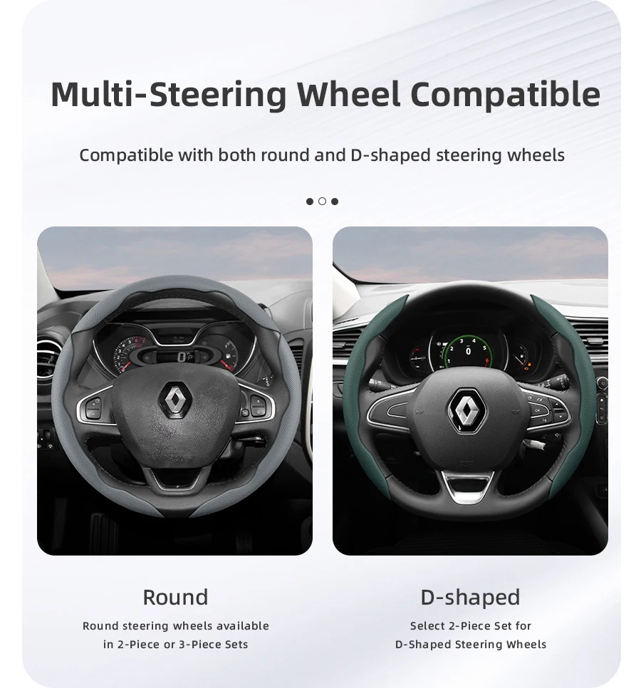 Geeignet für Renault, atmungsaktiver Loch-Leder-Lenkradbezug, segmentiertes Schnellverschluss-Design, rutschfest und langlebig, Megane 3, 2, 4 Clio4 5 Captur Trafic Scenic Austral Kangoo Arkana Kadjar Master Fluence Zoe Twingo Qm6 – Detail 11