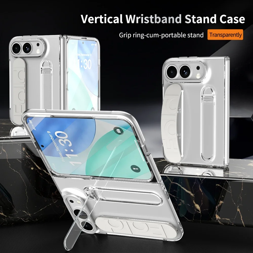 Luxury Wrist Strap Bracket Stand Holder Case with Built-in Front Film Cover - Solid Color Design