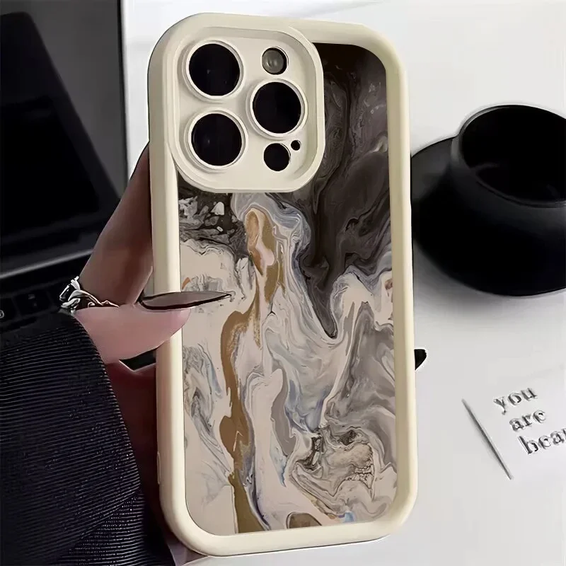Elegant Black Gradient Watercolor Shockproof Silicone Phone Case