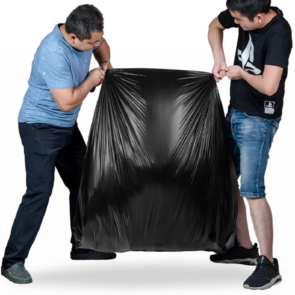 50pcs Large Rubbish Bag Plastic Thickened Simple Garbage Bags for Hotel Village (Black, 50x60 25 Silk)
